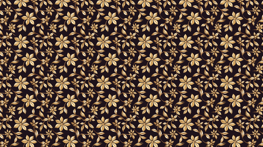 Papier peint floral doré Motifs élégants de fleurs et feuilles sur fond noir