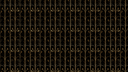 Papier peint floral doré Motifs élégants sur fond noir