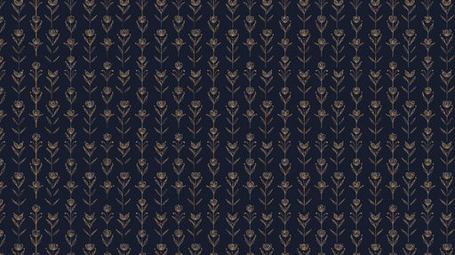 Papier peint floral doré sur fond bleu marine Design élégant de fleurs stylisées