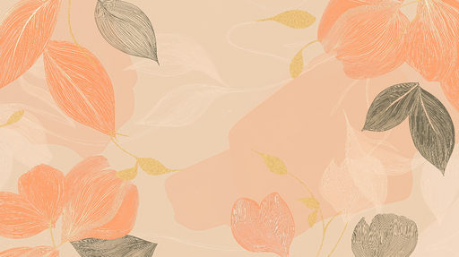 Papier peint floral doux Fleurs et feuilles dans des teintes chaudes