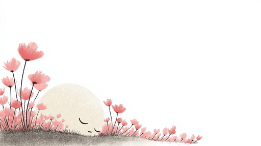 Papier peint floral doux Fleurs roses et personnage endormi