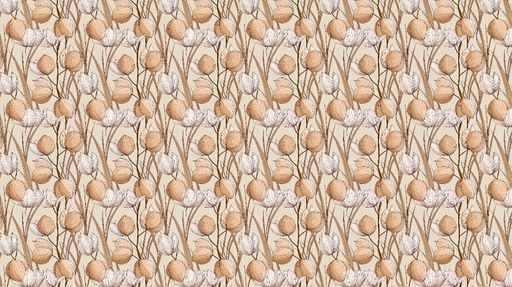 Papier peint floral doux Motif de fleurs blanches et buddleia beige