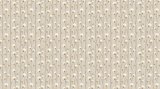Papier peint floral doux Motif délicat de fleurs blanches sur fond beige