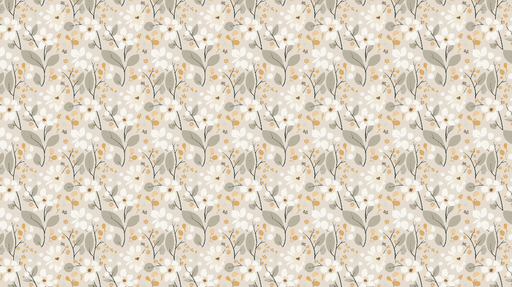 Papier peint floral doux Motifs de fleurs blanches et feuillage apaisant