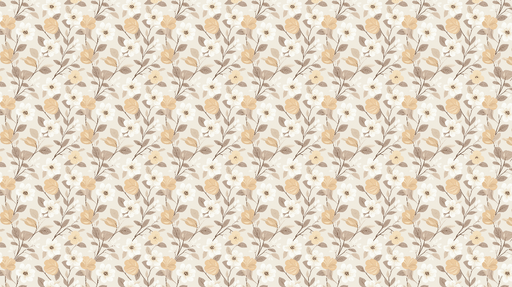 Papier peint floral doux Motifs de fleurs blanches et jaunes sur fond beige