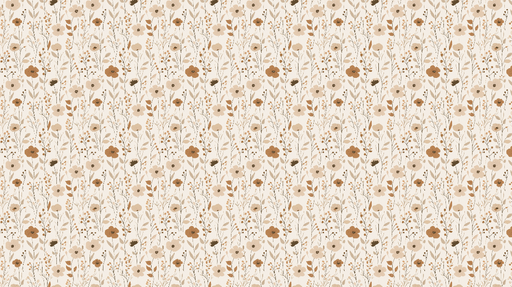 Papier peint floral doux Motifs de fleurs et feuillages dans des tons terreux