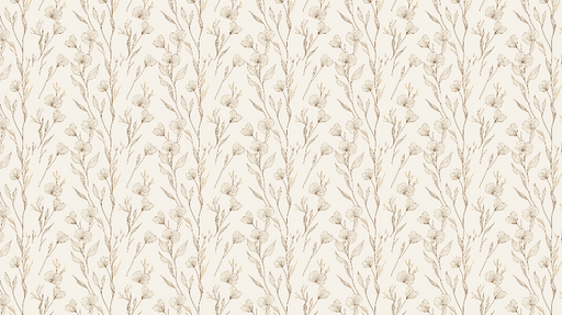 Papier peint floral doux Motifs de fleurs et feuilles sur fond beige