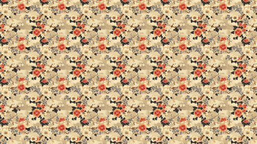 Papier peint floral Éblouissant motif de fleurs sur fond beige