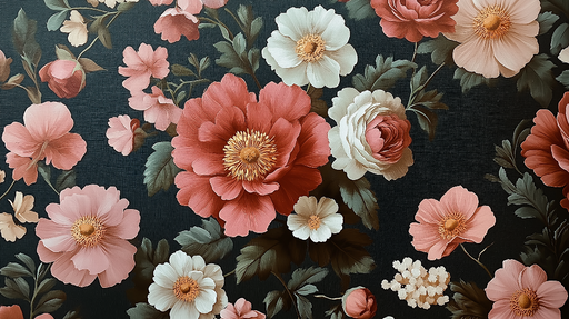 Papier peint floral Éclat d'Fleurs sur Fond Noir