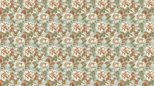 Papier peint floral Éclat de fleurs blanches et touches brunes sur fond bleu