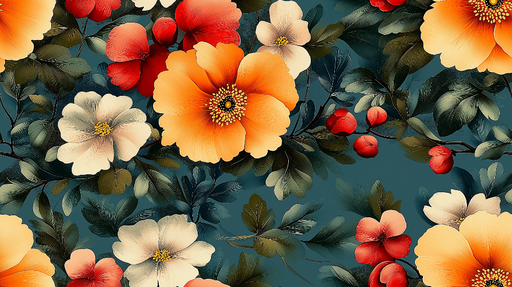 Papier peint floral Éclat des Fleurs Couleurs Vives