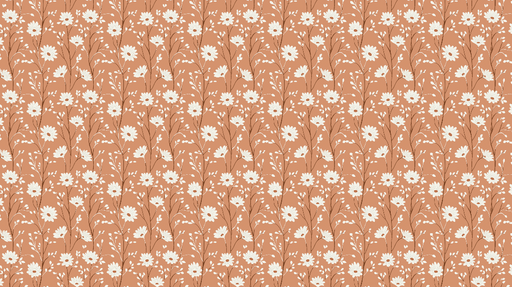 Papier peint floral Éclats de fleurs blanches sur fond terracotta