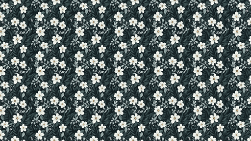 Papier peint floral écoresponsable Un motif de fleurs blanches sur fond sombre