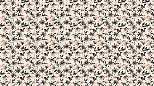 Papier peint floral élégance Motif de fleurs délicates en noir et rose sur fond crème