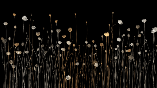 Papier peint floral élégance Motifs de fleurs délicates sur fond noir