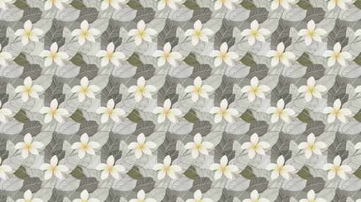 Papier peint floral élégant Fleurs blanches et feuillage gris