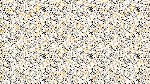 Papier peint floral élégant Motif de feuillage noir et doré sur fond clair