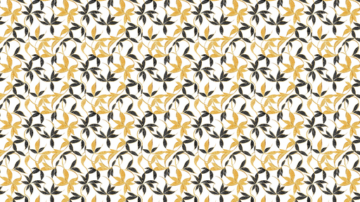 Papier peint floral élégant Motif de fleurs dorées et noires sur fond blanc