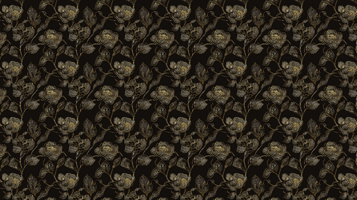 Papier peint floral élégant Motif de fleurs dorées sur fond noir