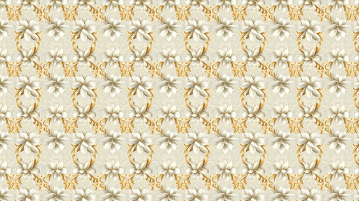 Papier peint floral élégant Motifs de fleurs blanches et dorées sur fond crème