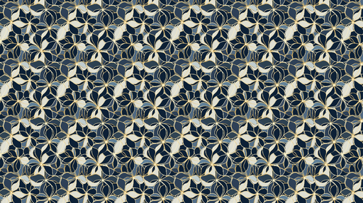 Papier peint floral élégant Motifs de fleurs dorées sur fond bleu marine