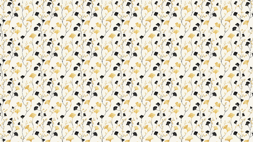 Papier peint floral élégant Motifs dorés, noirs et crème sur fond lumineux