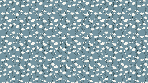 Papier peint floral Élégantes fleurs blanches sur fond bleu