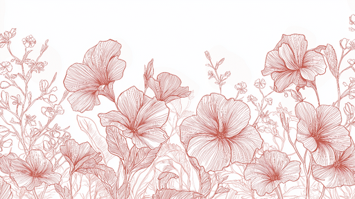 Papier peint floral Élégantes fleurs délicatement dessinées en rouge