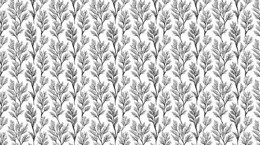 Papier peint floral en noir et blanc Motif de branches délicates sur fond blanc