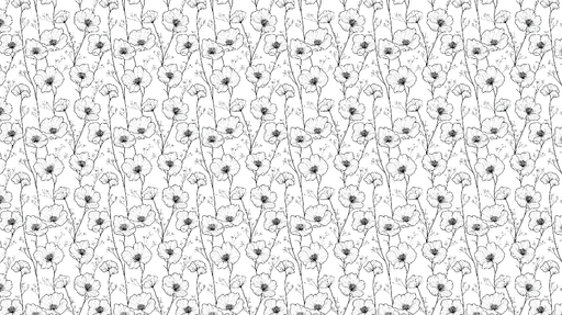 Papier peint floral en noir et blanc Motif de fleurs délicates sur fond blanc