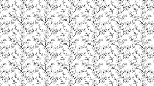 Papier peint floral en noir et blanc Motif délicat de branches fleuries