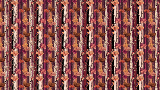 Papier peint floral et rayé Motif de feuilles et de fleurs sur fond texturé