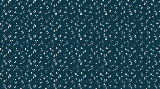 Papier peint floral Feuilles blanches sur fond bleu profond