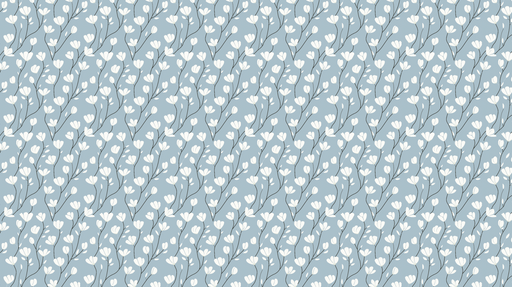 Papier peint floral Fines fleurs blanches sur fond bleu doux