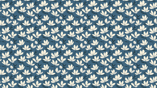 Papier peint floral Fleur blanche sur fond bleu marine