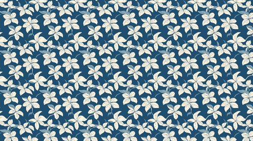 Papier peint floral Fleuri sur fond bleu profond avec des feuilles délicates