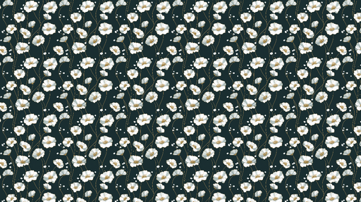 Papier peint floral Fleurs blanches délicates sur fond foncé
