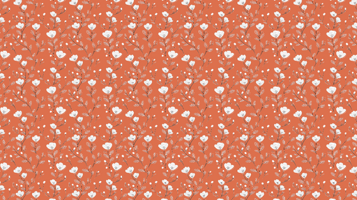 Papier peint floral Fleurs blanches délicates sur fond terracotta