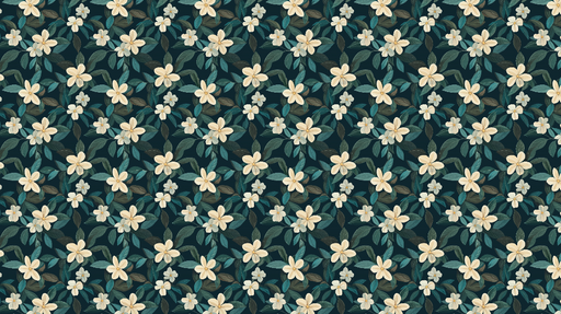 Papier peint floral Fleurs blanches et feuillage luxuriant sur fond sombre