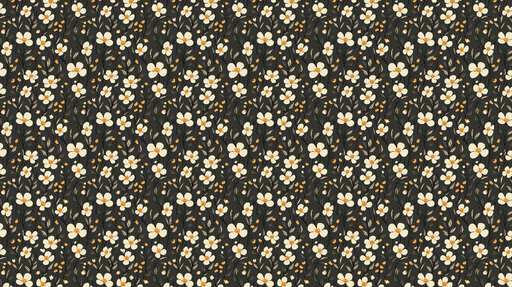 Papier peint floral Fleurs blanches et feuilles sur fond sombre