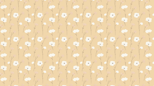 Papier peint floral Fleurs blanches et roses sur fond sable