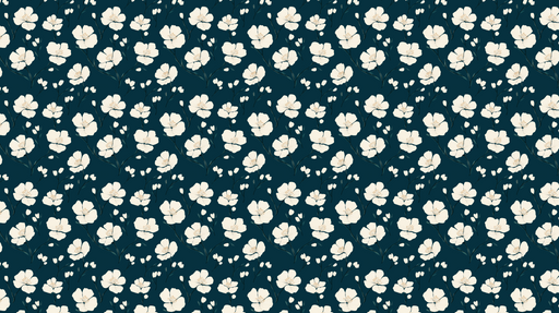 Papier peint floral Fleurs blanches sur fond bleu marine intense