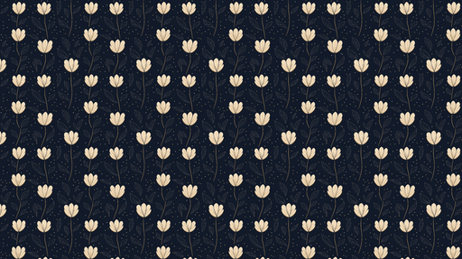 Papier peint floral Fleurs blanches sur fond bleu nuit