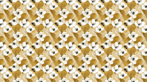 Papier peint floral Fleurs blanches sur fond doré