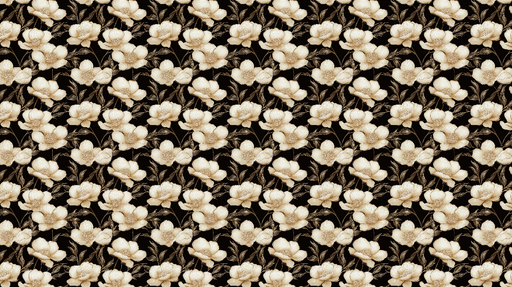 Papier peint floral Fleurs blanches sur fond noir