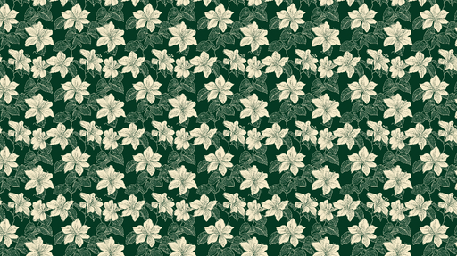 Papier peint floral Fleurs blanches sur fond vert profond