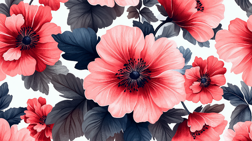 Papier peint floral Fleurs colorées sur fond clair