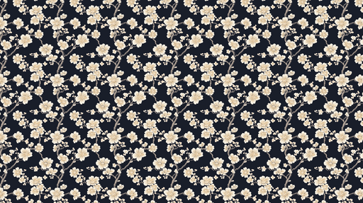 Papier peint floral Fleurs crème sur fond marine pour une ambiance raffinée