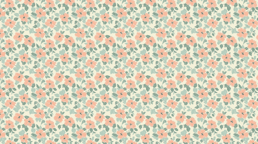 Papier peint floral Fleurs délicates aux teintes pêche et vertes sur fond clair