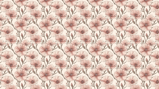 Papier peint floral Fleurs délicates roses sur fond beige